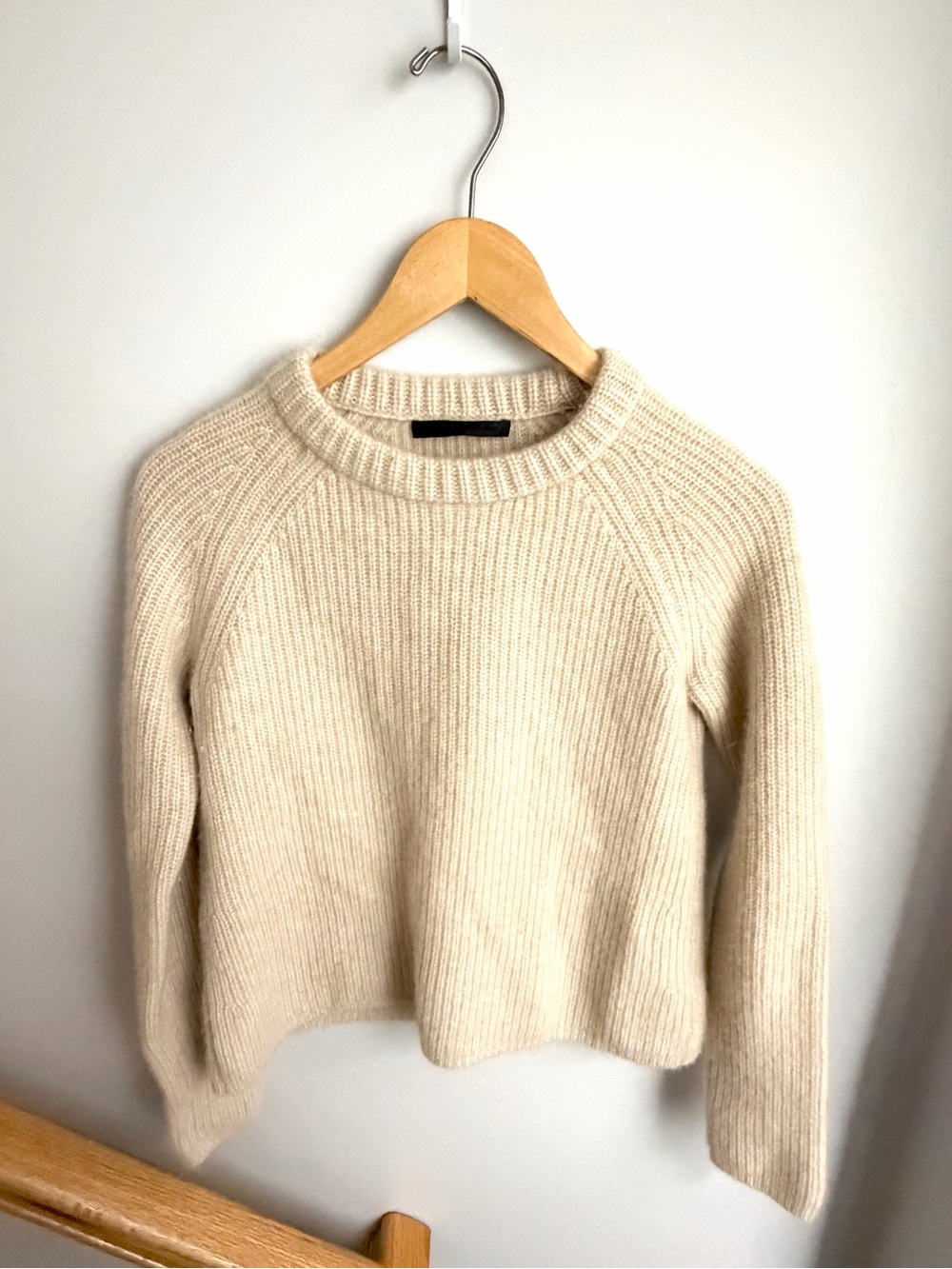 Jenni Kayne Cashmere Cream Ribbed Crewneck Sweater - Women's